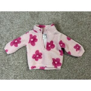 Carters Just One You Baby Girl Pink Floral Fleece Quarter Zip Pullover 3M